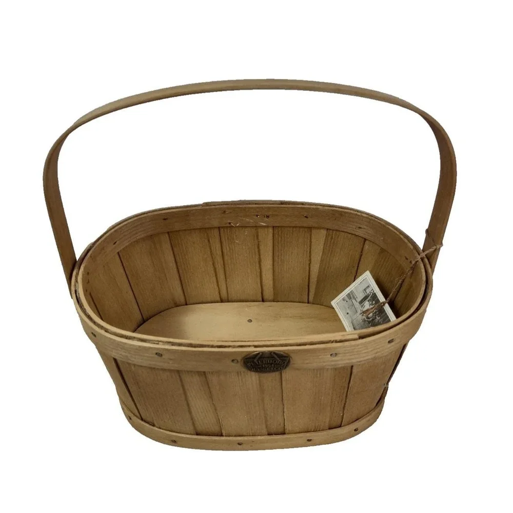 Vtg Handmade Peterboro Storage Basket Farmhouse Country Original Tags